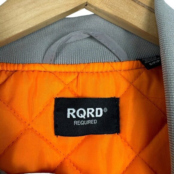 RQRD Men's Grey Quilted Orange Lined Pilot Flight Bomber Jacket US S - Picture 9 of 11